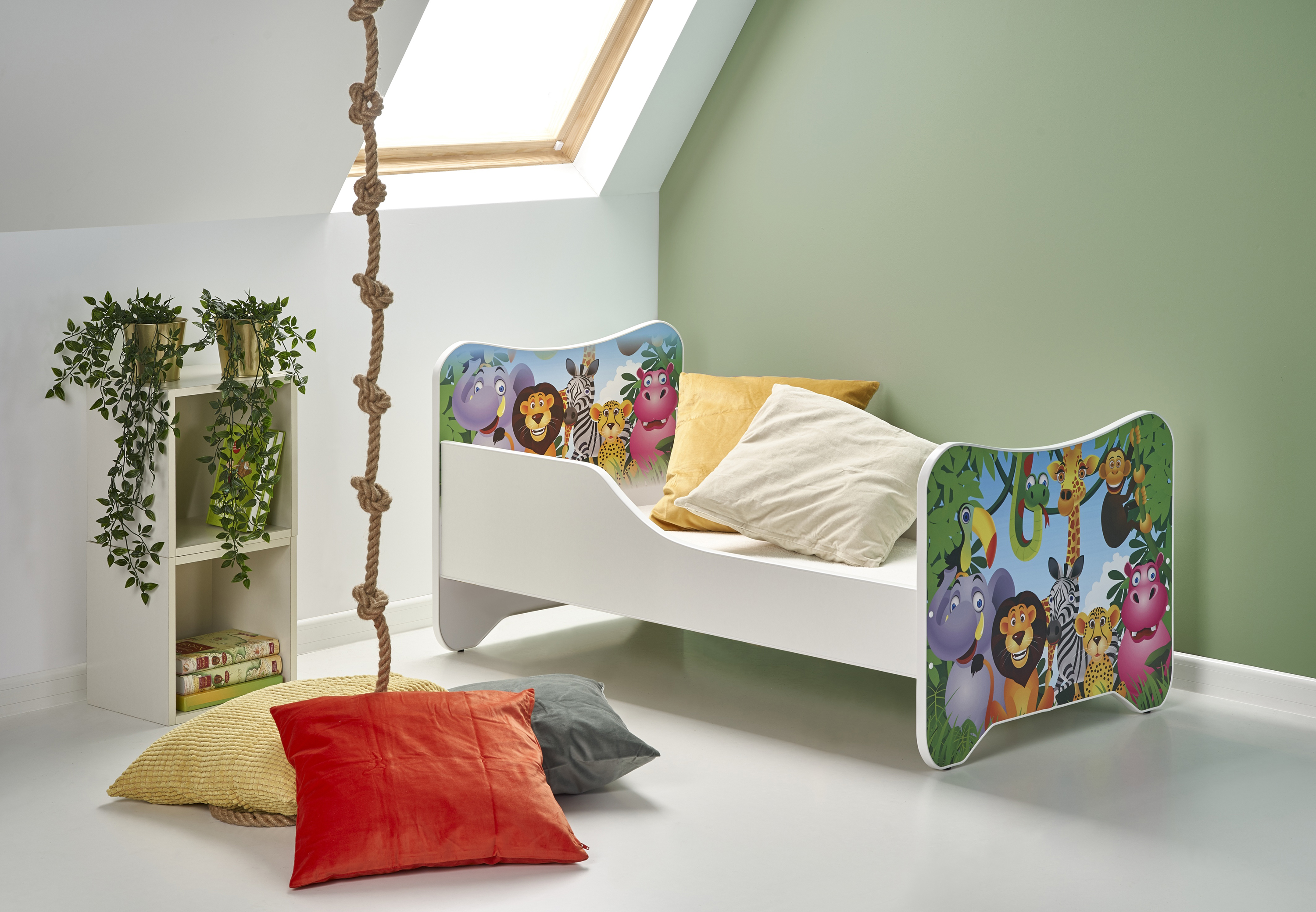 Łóżko dziecięce HAPPY JUNGLE z materacem wielobarwne 70x140