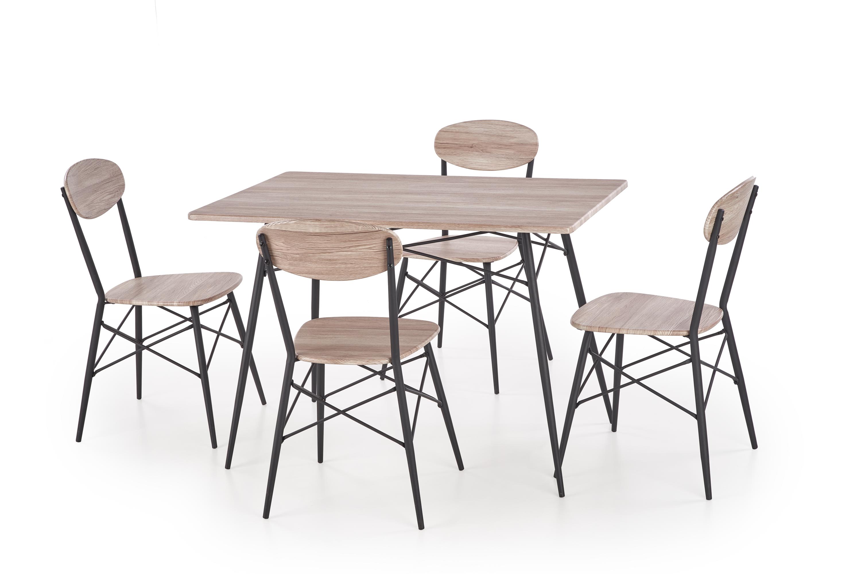KABIR prostokąt zestaw stół + 4 krzesła dąb san remo / czarny (2p=1szt)