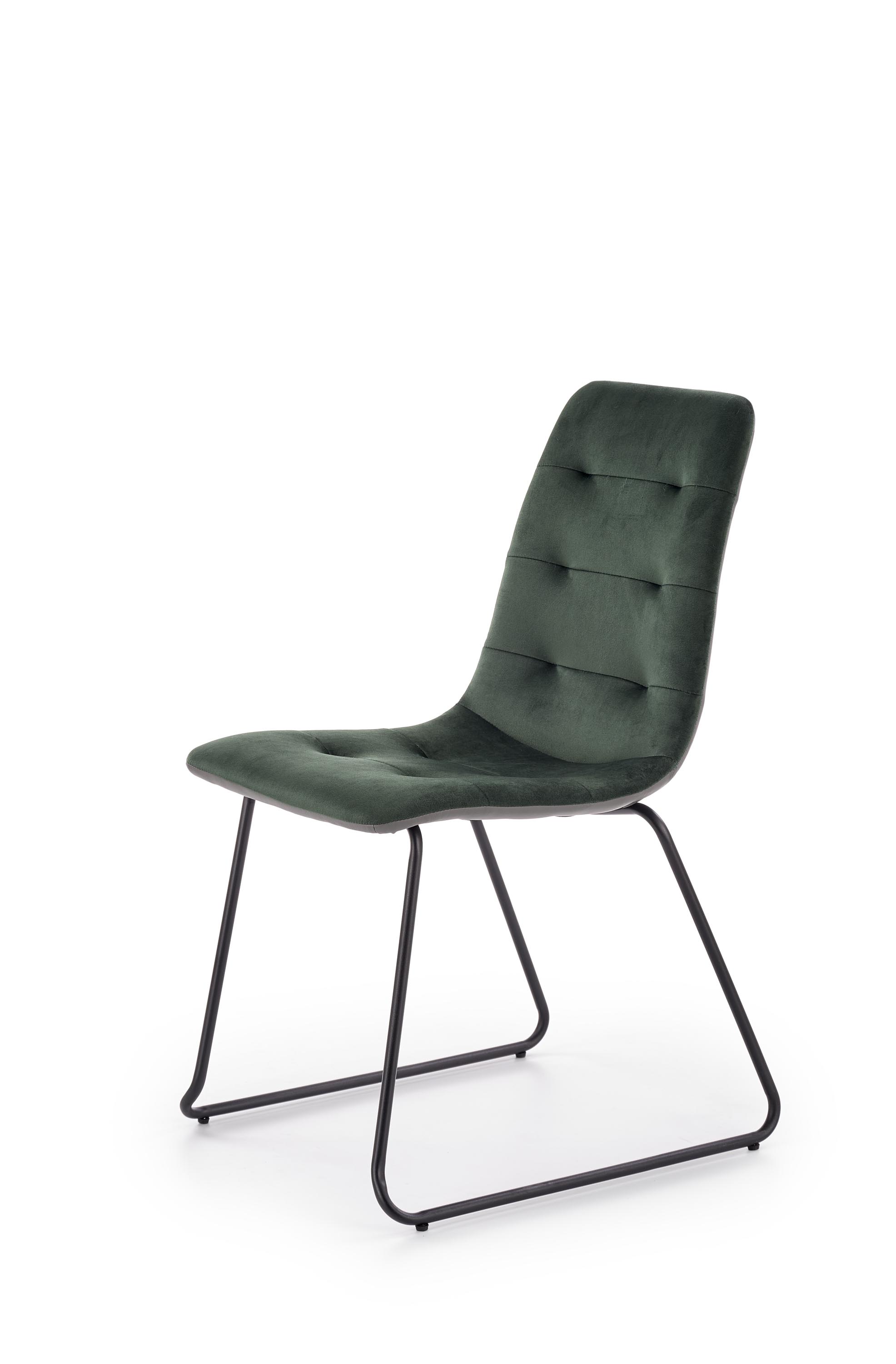 K321 krzesło stelaż - czarny, tapicerka - ciemny zielony / popielaty