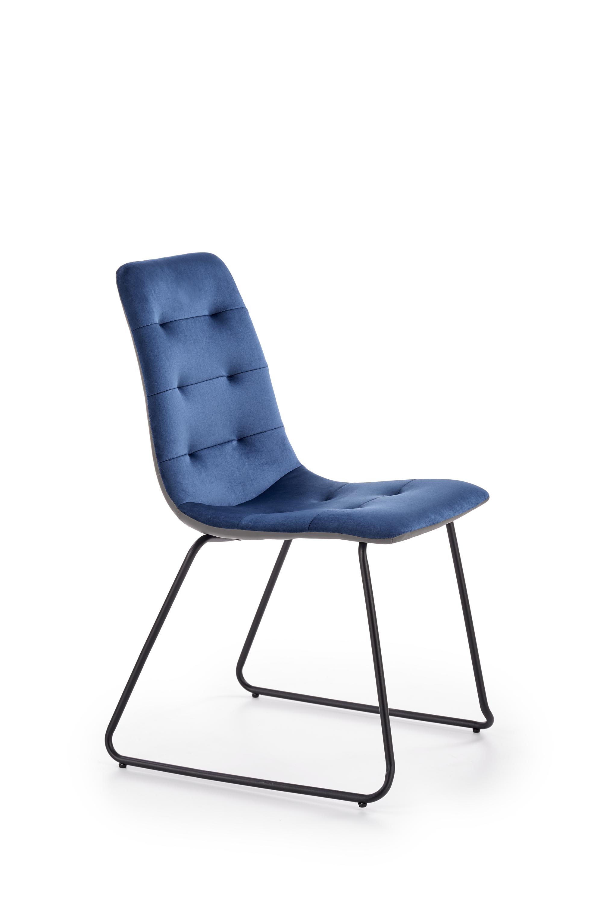 K321 krzesło stelaż - czarny, tapicerka - granatowy / popielaty