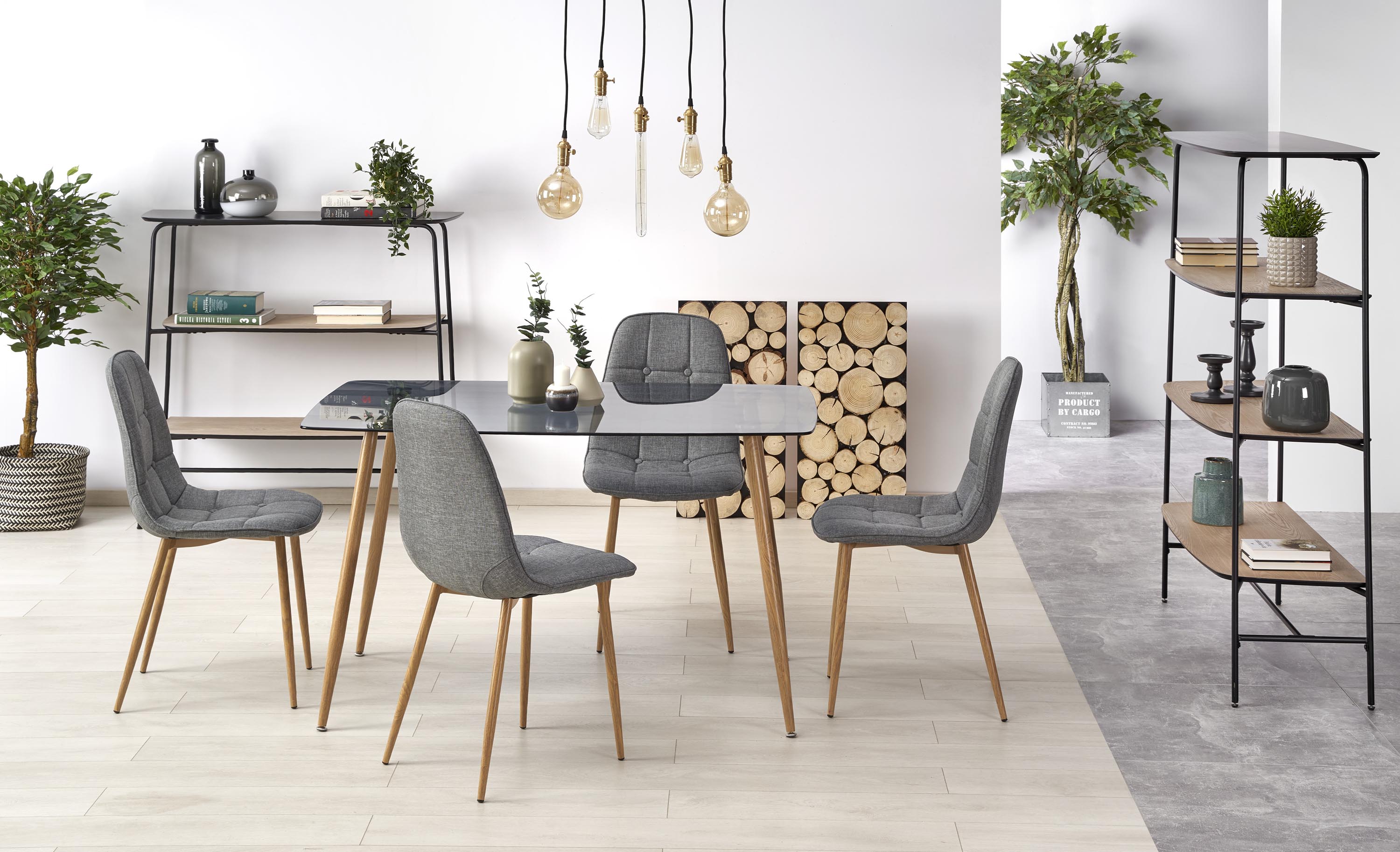 NEXT stół blat - dymiony, nogi - dąb miodowy