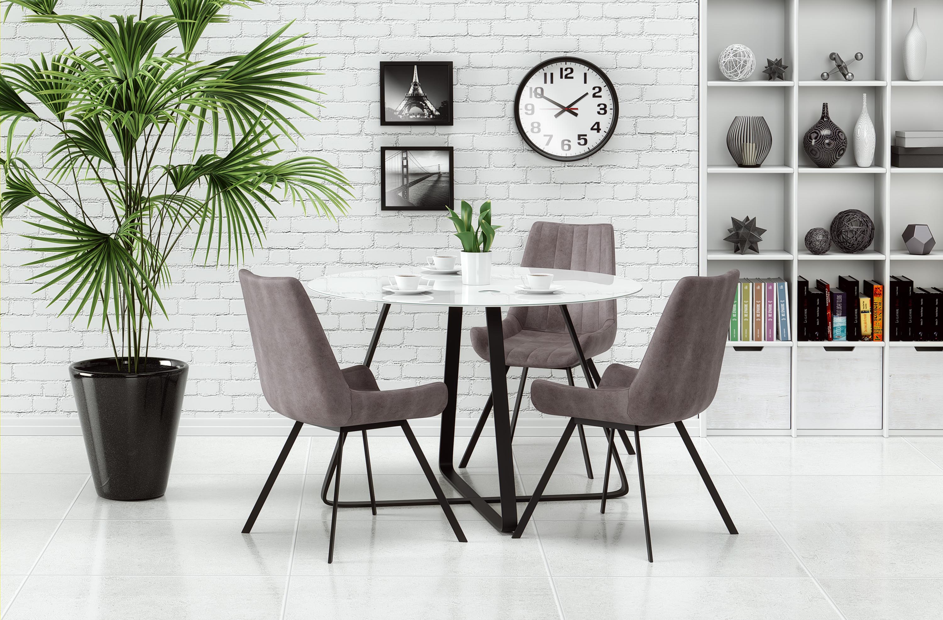 LOOPER stół stelaż - czarny, blat - biały