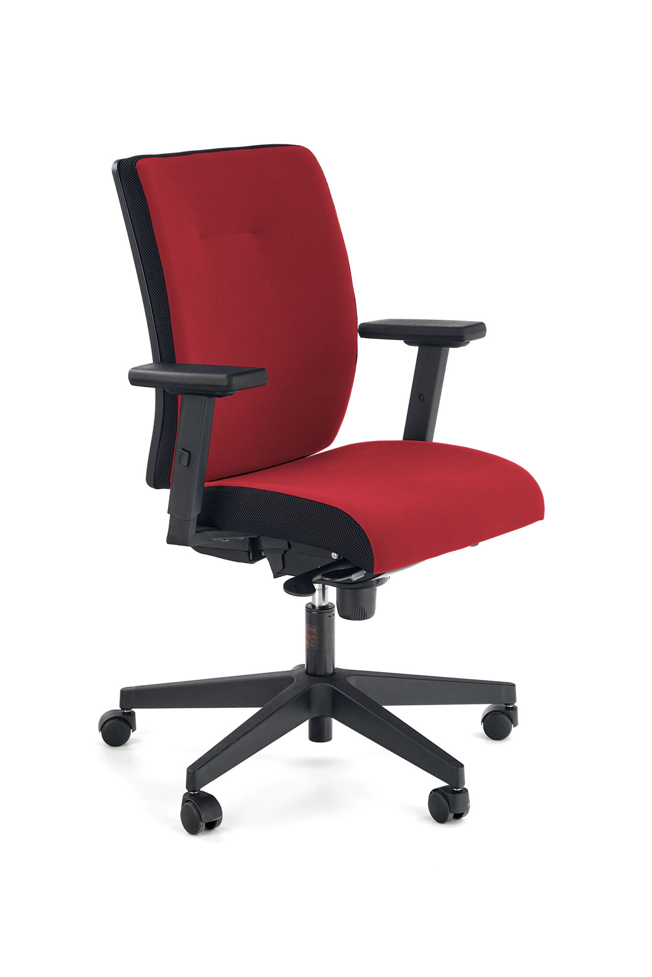 POP fotel pracowniczy, kolor: pasek boczny - czarny, front - czerwony