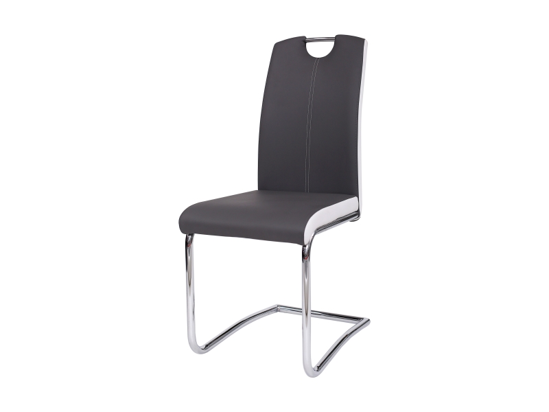 KRZESŁO H341 CHROM/SZARY/BOKI BIAŁY