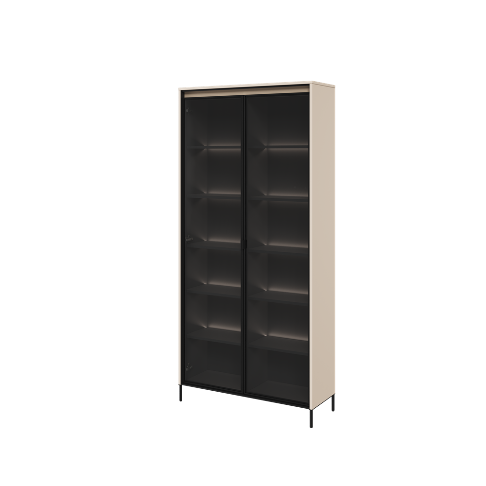 TREND TR-07 v.2 - witryna 2w z oświetleniem - beż piaskowy/czarny