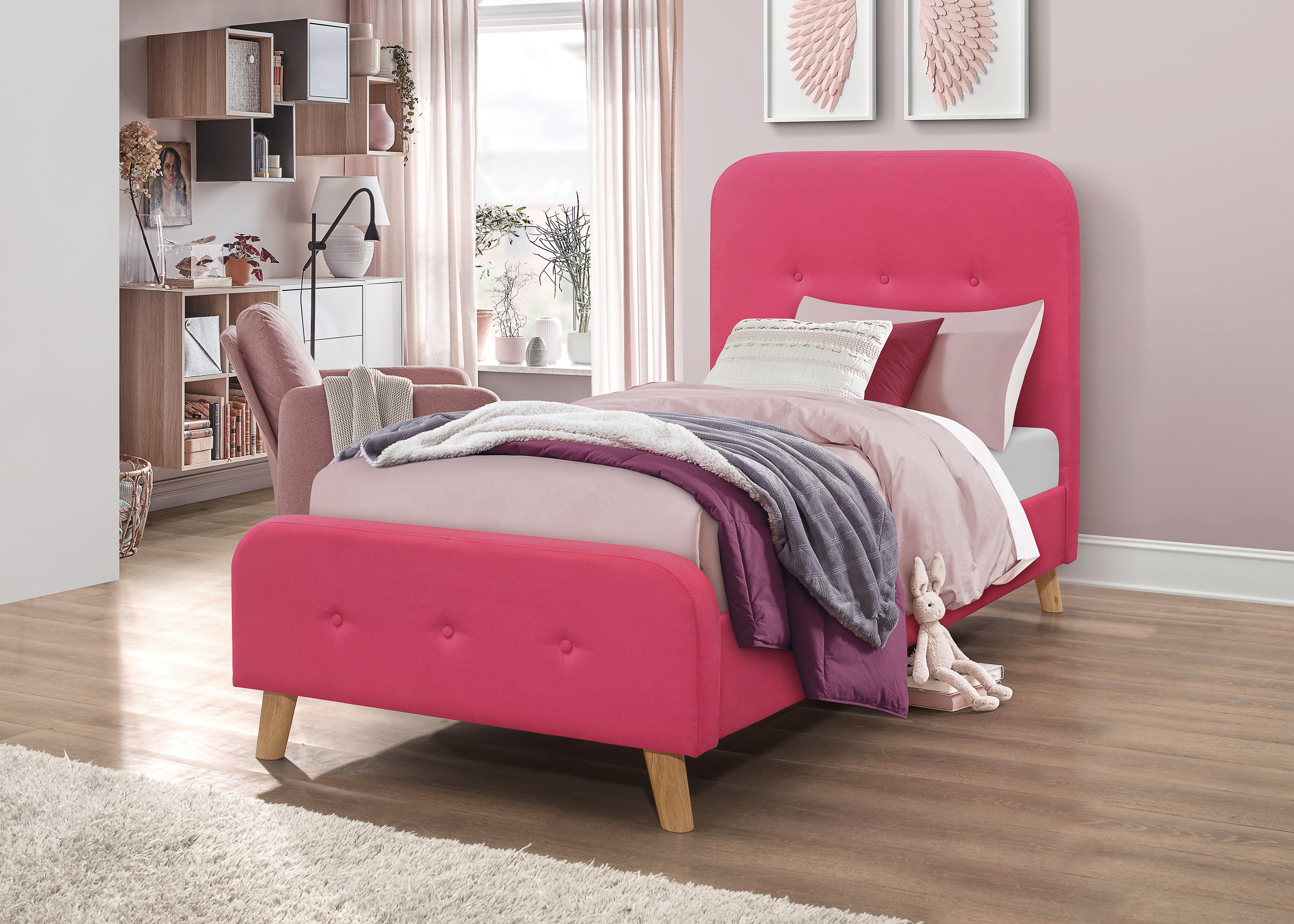 Łóżko SY-157 90x200 velvet różowe