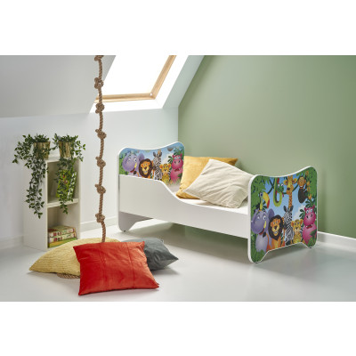 Łóżko dziecięce HAPPY JUNGLE z materacem wielobarwne 70x140