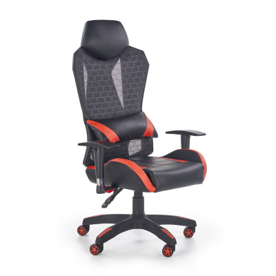 DOMEN fotel gabinetowy czarno - popielato - czerwony