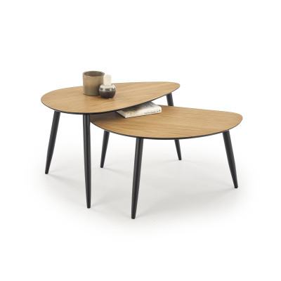 GENEVA zestaw 2 ław blat - dąb złoty, nogi - czarne