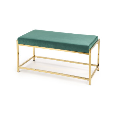 MOKKA ławka, stelaż - złoty, siedzisko - ciemny zielony