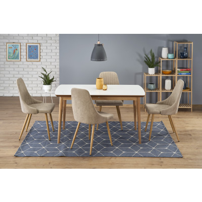 BRADLEY stół kolor blat - biały mat, nogi - dąb lefkas