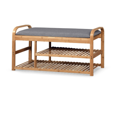 ST13 ławka / stojak na buty bambus - popielaty