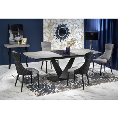 VINSTON stół rozkładany, blat - ciemny popiel / czarny, nogi - czarny