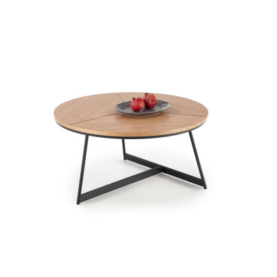 Ława okrągła KARIDA dąb naturalny/czarny 80 cm