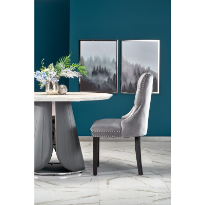 REMIGIO stół rozkładany blat: biały marmur, noga: popielaty