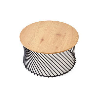 MINERWA 2 ława blat - dąb złoty, stelaż - czarny