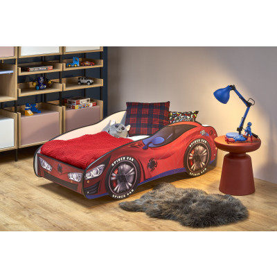 Łóżko SPIDERCAR dziecięce wielobarwne z materacem