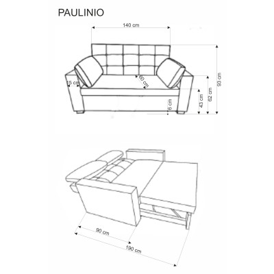 PAULINIO sofa rozkładana, popielaty