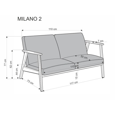 MILANO 2S sofa - niebieski tap. Castel 74