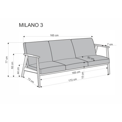 MILANO 3S sofa - jasny beżowy tap. Castel 04