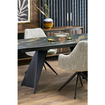 ARMANI stół rozkładany, czarny marmur / czarny