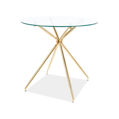 STÓŁ AZALIA TRANSPARENTNY / ZŁOTY STELAŻ 80