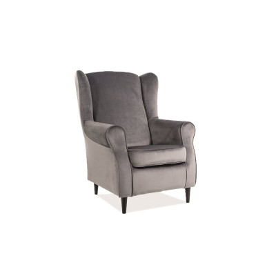 FOTEL BARON VELVET SZARY / WENGE