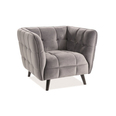 FOTEL CASTELLO 1 VELVET SZARY / WENGE