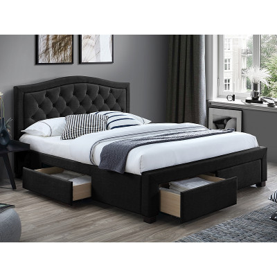 ŁÓŻKO ELECTRA VELVET 160X200 KOLOR CZARNY/DĄB