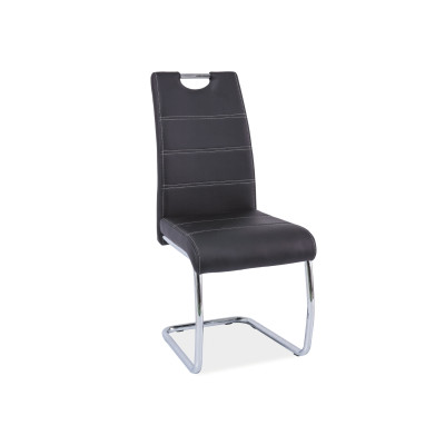 KRZESŁO H666 CHROM/CZARNY EKOSKÓRA