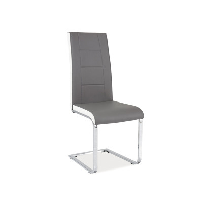 KRZESŁO H629 CHROM/SZARY/BIAŁE BOKI EKOSKÓRA