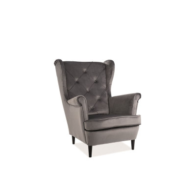 FOTEL LADY VELVET SZARY / WENGE