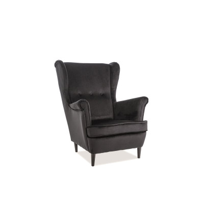 FOTEL LORD VELVET CZARNY / WENGE