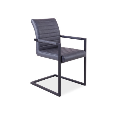 KRZESŁO SOLID CZARNY STELAŻ / SZARY EKOSKÓRA