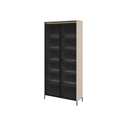 TREND TR-07 v.2 - witryna 2w z oświetleniem - beż piaskowy/czarny