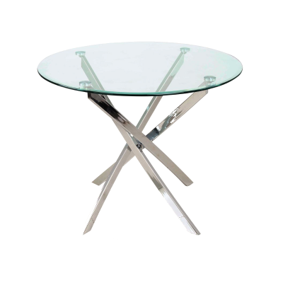 STÓŁ AGIS TRANSPARENTNY/CHROM 90X90