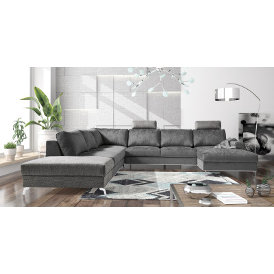 Narożnik Chrome z funkcją spania, pojemnikiem i zagłówkami lewy