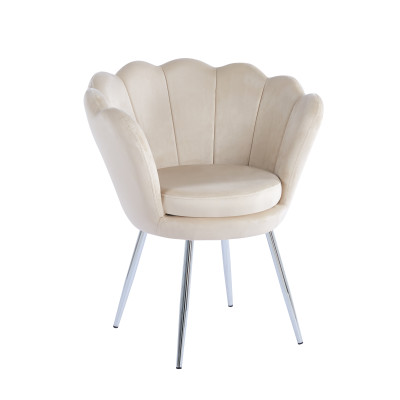 Fotel velvet FR1-FX (beżowy) /nogi srebrne/