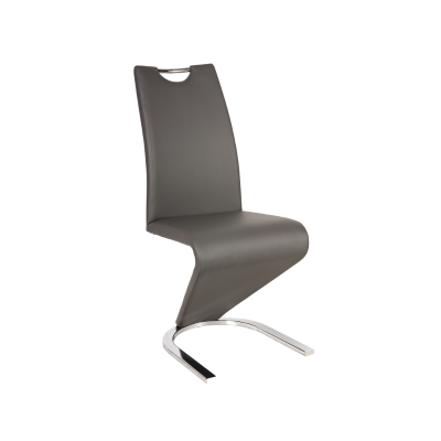 KRZESŁO H090 CHROM / SZARY EKOSKÓRA