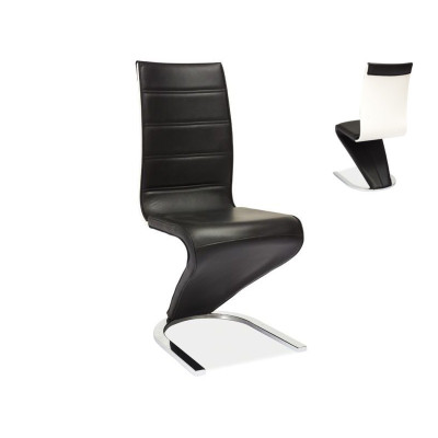 KRZESŁO H134 CHROM / CZARNY/BIAŁY TYŁ EKOSKÓRA