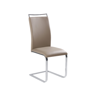 KRZESŁO H334 CHROM/CIEMNY BEŻ EKOSKÓRA