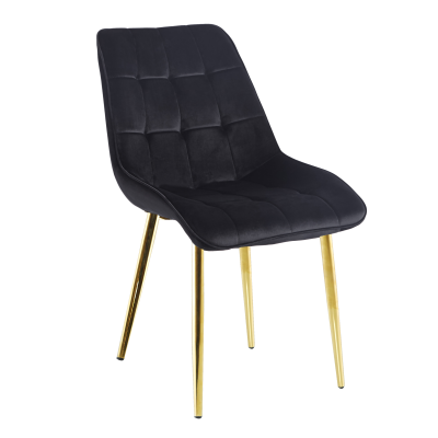 Krzesło tapicerowane J262 velvet (czarne) / złote nogi, nowoczesne