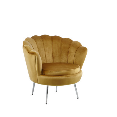 Fotel LC-032-1 velvet curry /nogi chrom srebrne