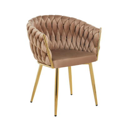 Krzesło K7-FX velvet (cappuccino) - złoty stelaż