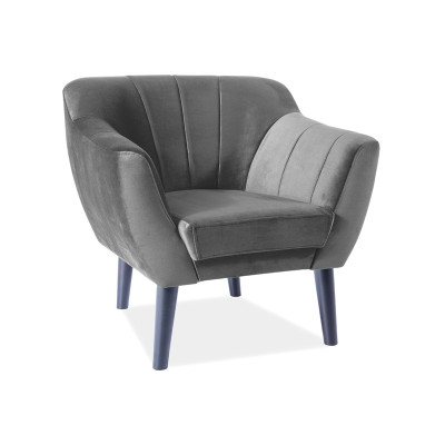 FOTEL TREFL 1 VELVET KOLOR SZARY / WENGE