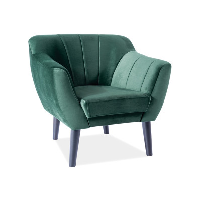 FOTEL TREFL 1 VELVET KOLOR ZIELONY / WENGE