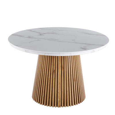 Stół ST30-FX rozkładany (biały marmur/dąb) 120(160/200)x120