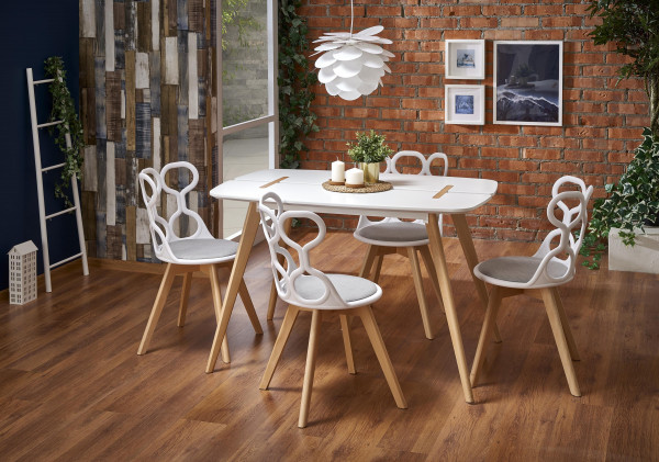 DAVID stół biały / buk