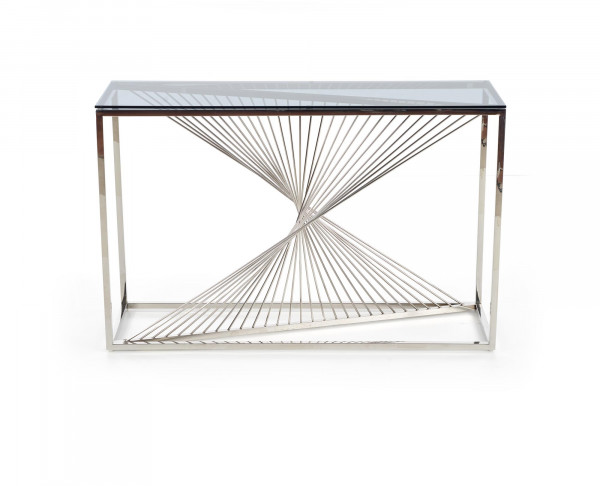 KN4 kosolka, stelaż - srebrny, szkło - dymiony