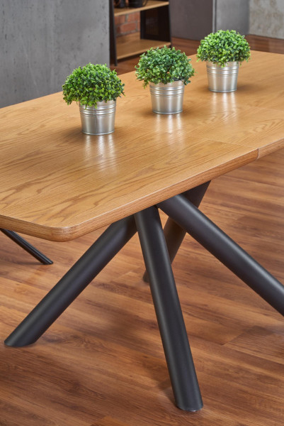 DICKSON stół rozkładany, blat - naturalny, nogi - czarny
